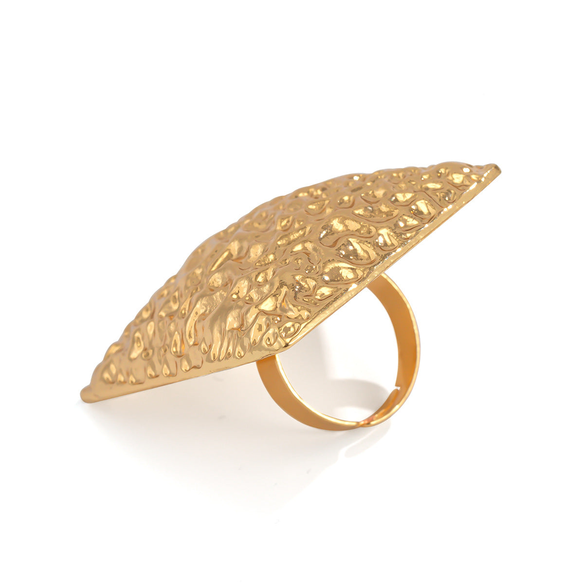 Trendy Exaggerated Irregular Metal Hammered Open Ring for Women ins Geometric Circle Imitation Pearl Ring
