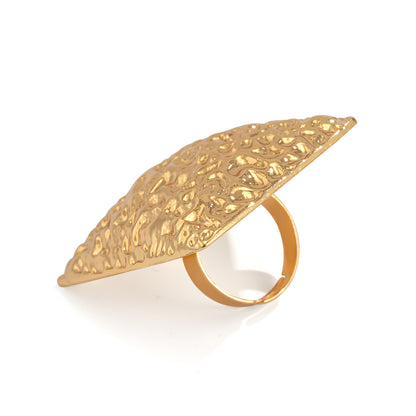 Trendy Exaggerated Irregular Metal Hammered Open Ring for Women ins Geometric Circle Imitation Pearl Ring